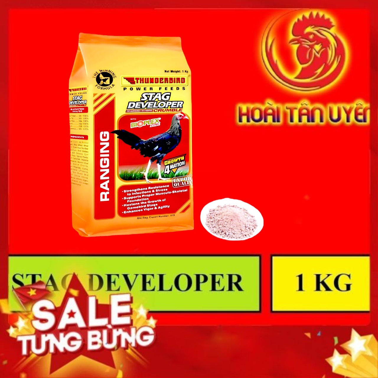 Stag developer thức ăn cho gà đá 1 đến 4 tháng bịch 1kg