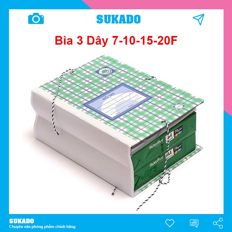 Bìa 3 dây hồ sơ hd gáy 7cm - bìa đựng hồ sơ lưu trữ giấy tờ sukado b3d04