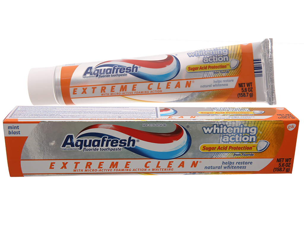 Kem đánh răng Aquafresh trắng răng bạc hà thơm mát Whitening Action