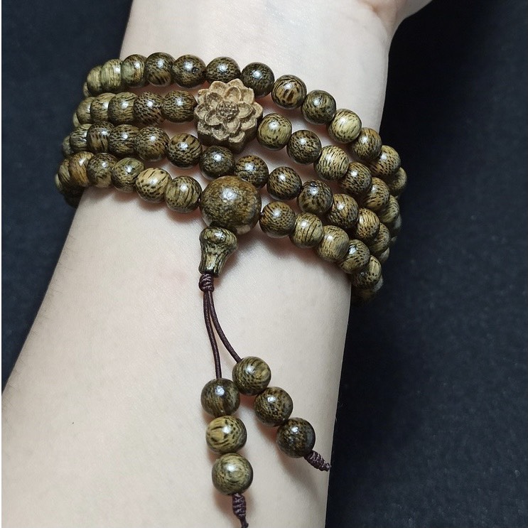 Vòng tay trầm hương 108 hạt mix hoa sen 6/7/8li nam nữ đeo mang lại bình an may mắn phong thủy gieo duyên cho gia chủ