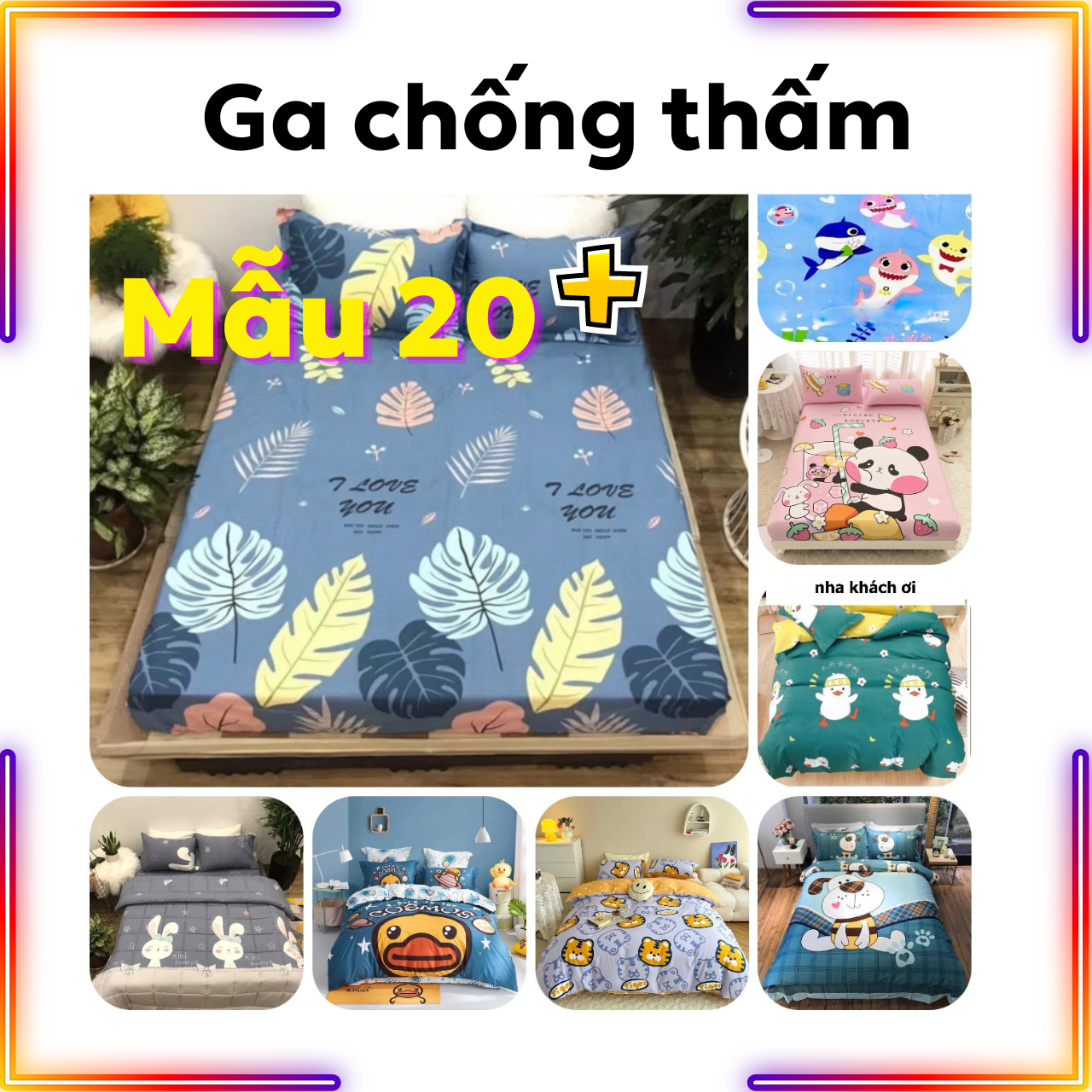 Ga nệm chống thấm, ra nệm chống thấm, drap giường chống thấm, ga giường, ra giường cotton mát cho bé 1m6x2m, 1m8x2m, 2m2x2m