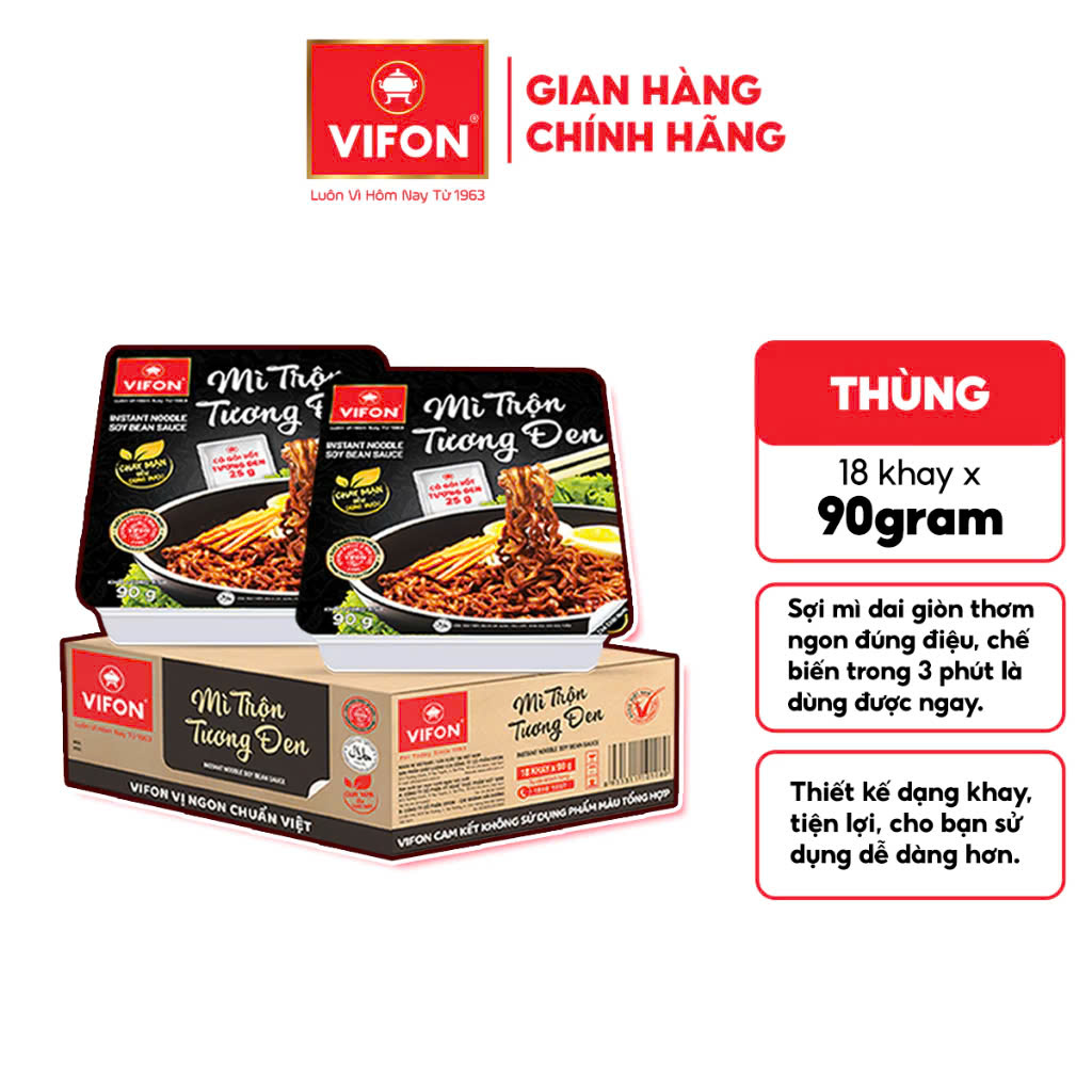 Mì Tôm Mì Trộn Tương Đen VIFON 90g / Khay