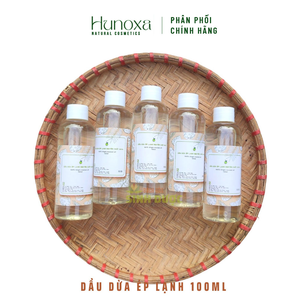 Dầu dừa ép lạnh 100ML nguyên chất Sinh Dược, dầu dừa dưỡng ẩm 100% thiên nhiên an toàn lành tính - HUNOXA