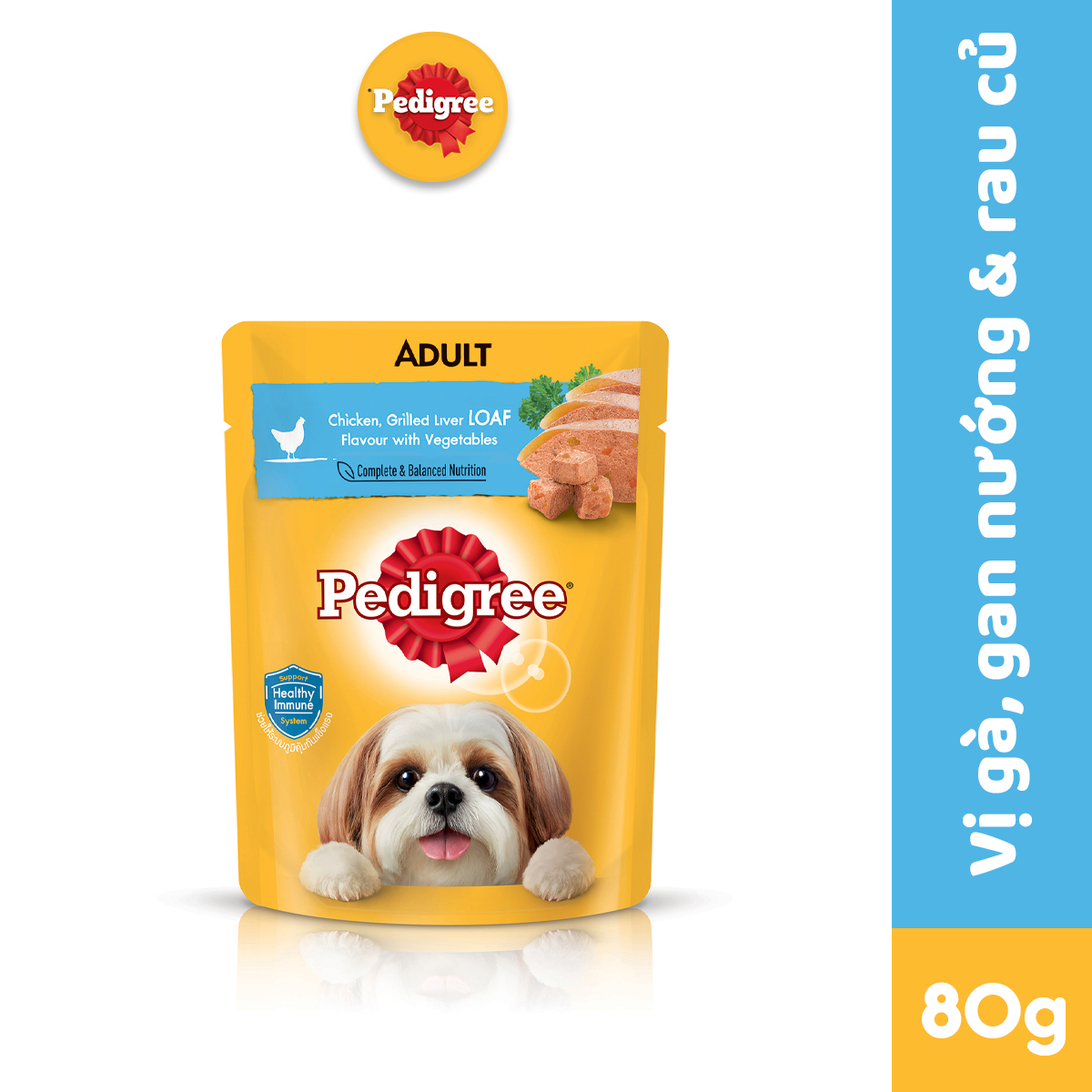 Thức ăn cho chó lớn dạng sốt Pedigree vị gà, gan và rau 80g