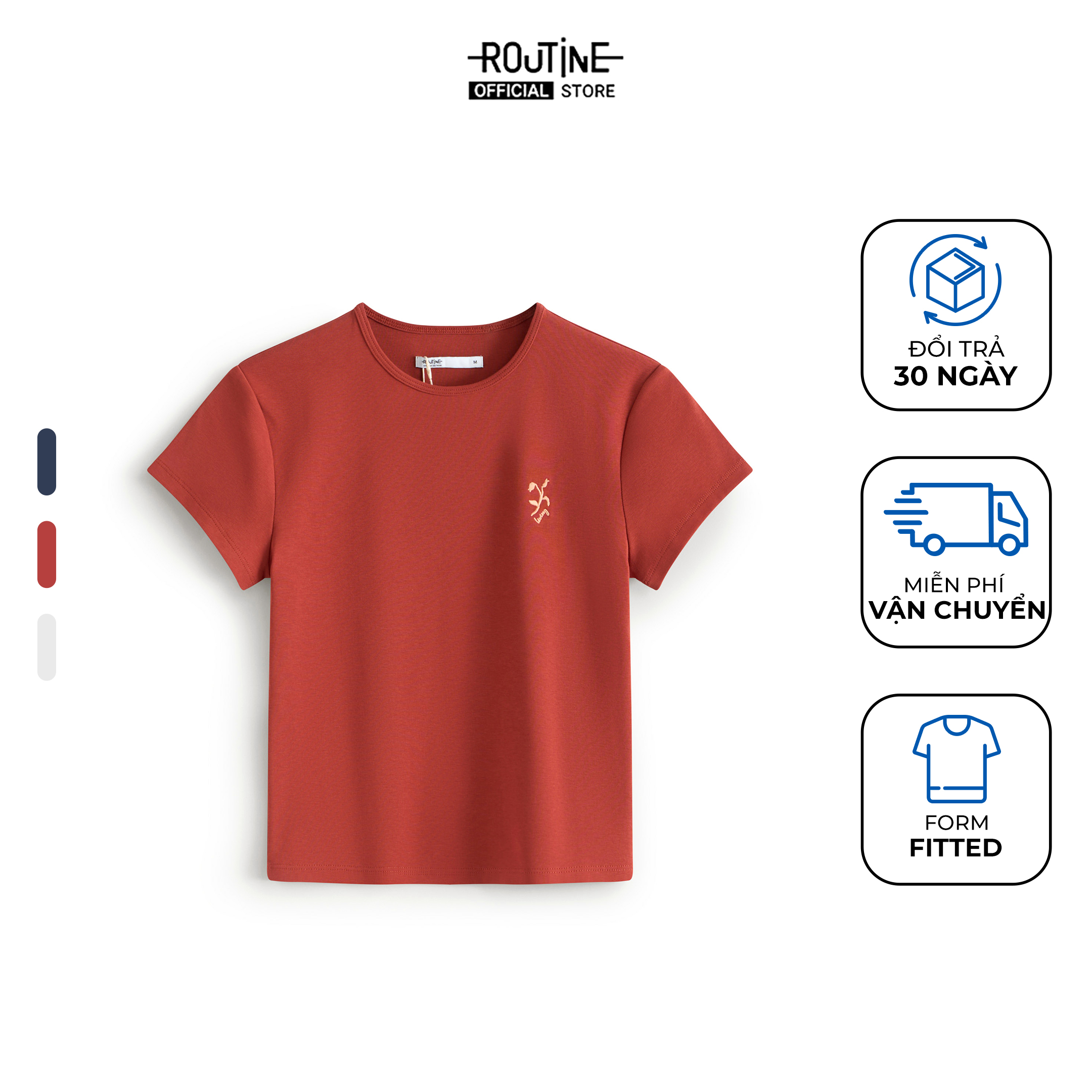 Áo Thun Tay Ngắn Nữ Thêu Form Fitted - Routine 10S25TSSW025R1
