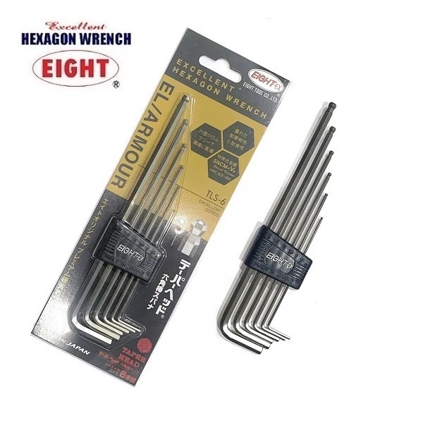 Bộ lục giác Nhật đầu bi EIGHT mã TLS-6 gồm 6 cỡ từ 1.5 -5mm với bao bì mới - Made in Japan