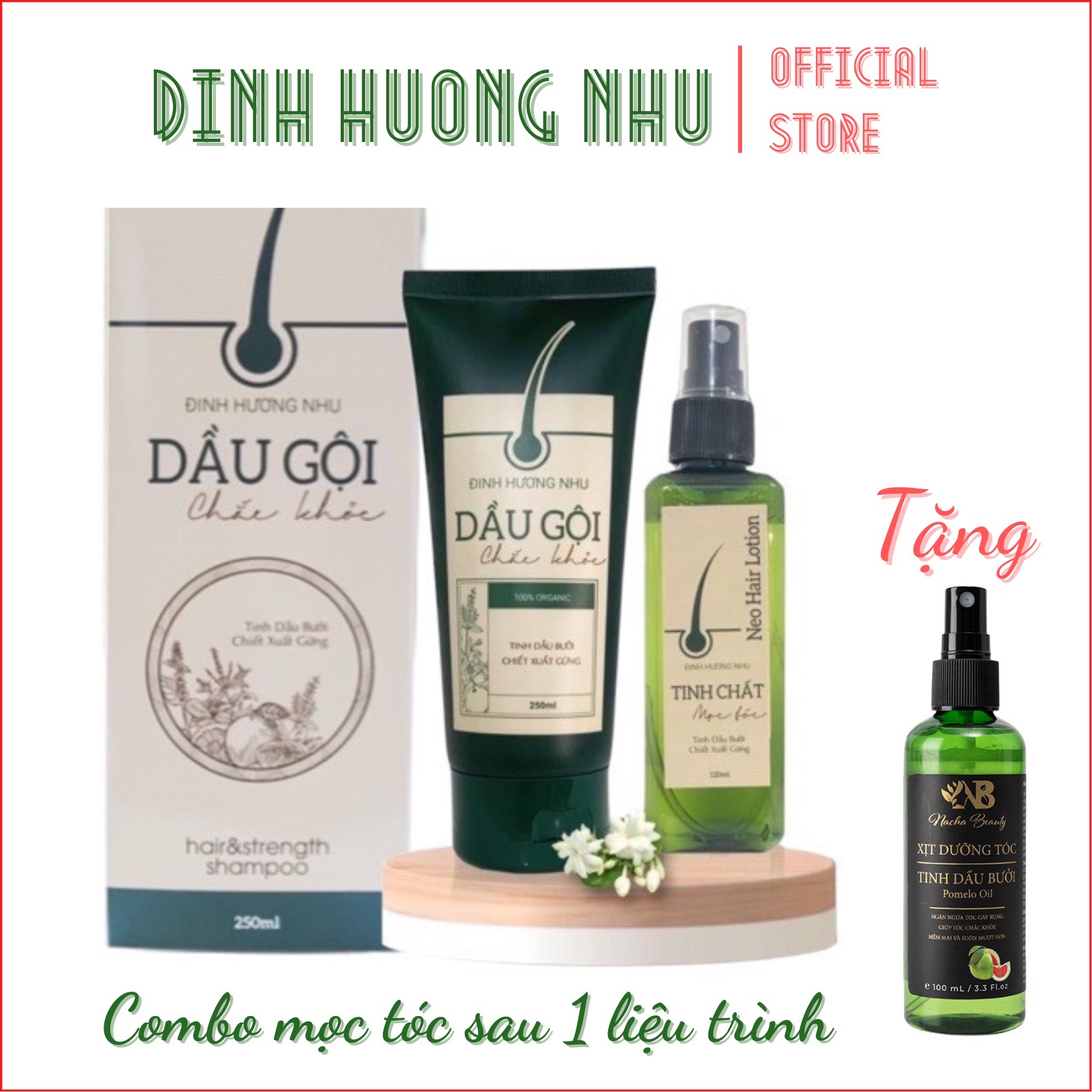 Combo gội và xịt mọc tóc đinh hương nhu chính hãng