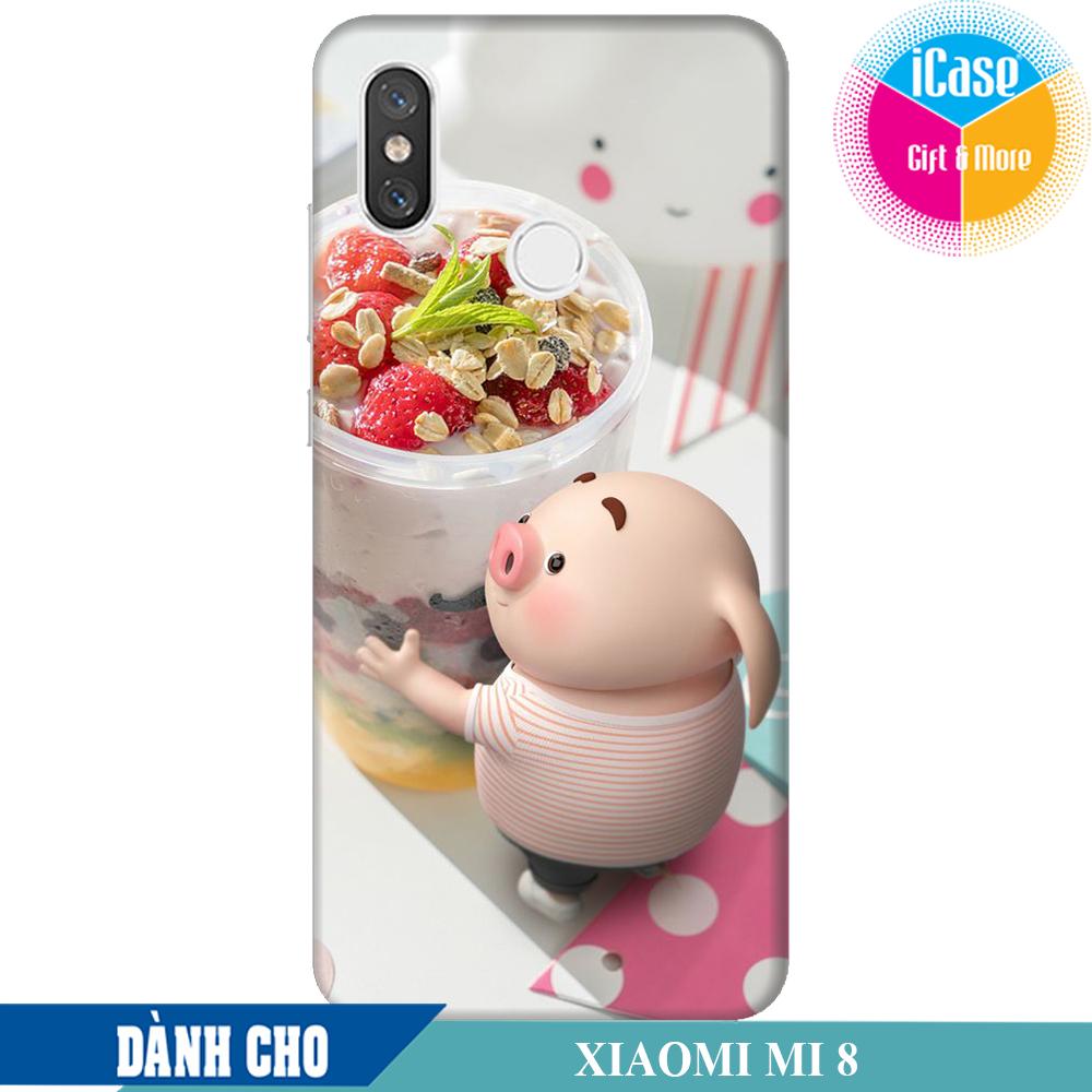Ốp lưng nhựa dẻo dành cho Xiaomi Mi 8 in hình Heo Con Soạn Nhạc