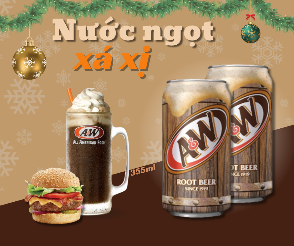 Nước ngọt xá xị mỹ a&w root beer 355ml