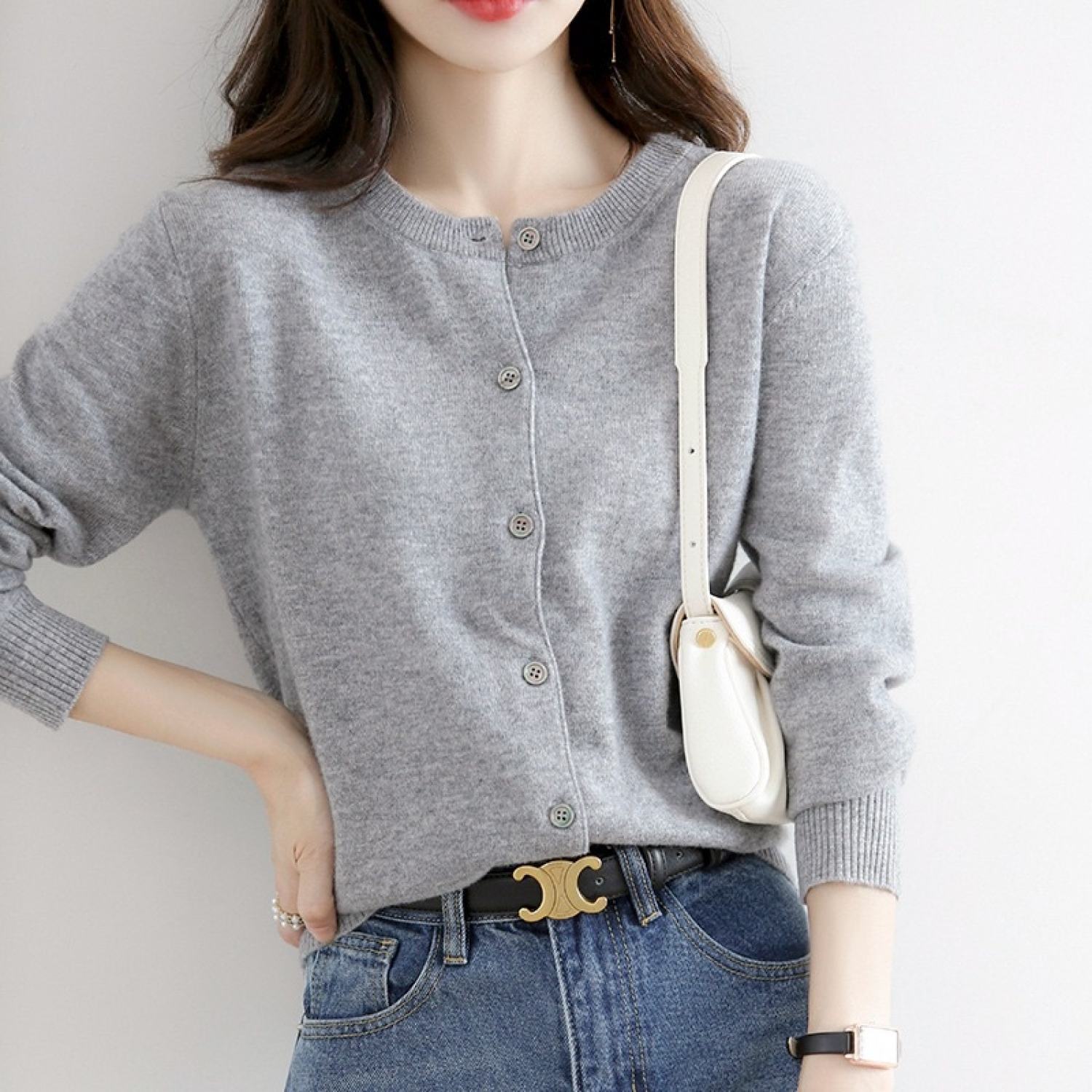 Áo cadigan dệt kim cổ tròn tay dài đủ size nhiều màu - Mã ACD22