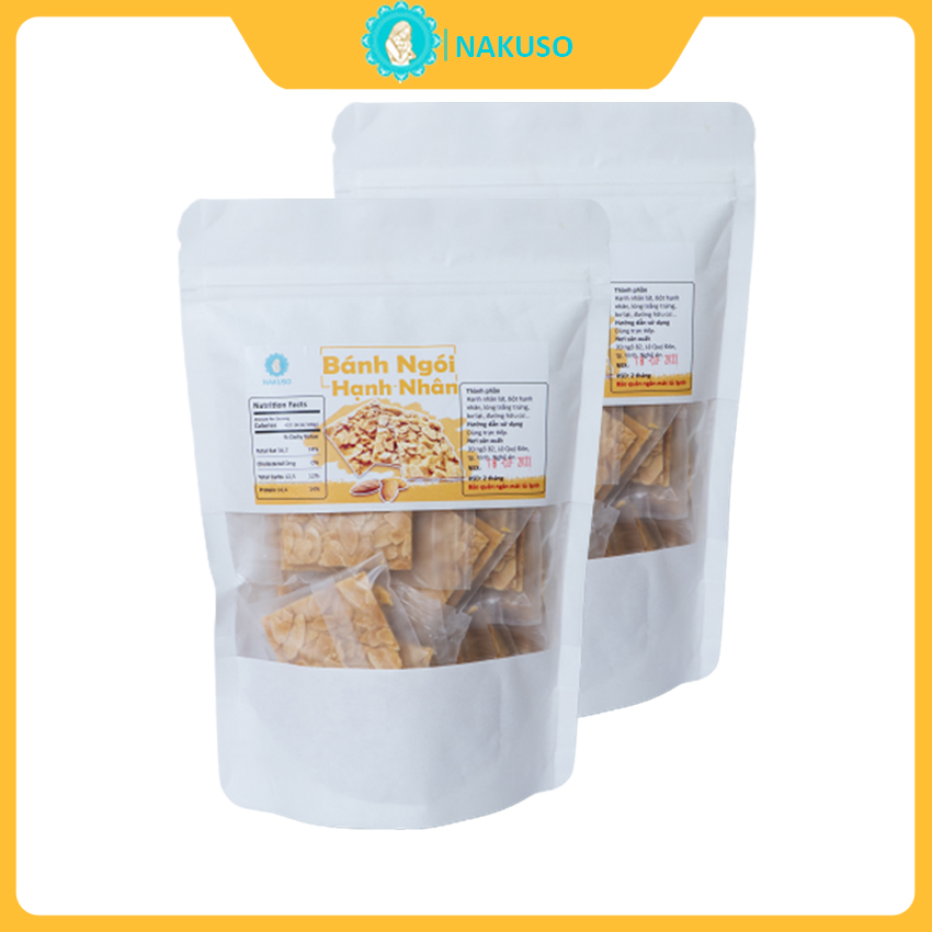 Combo 2 Túi Bánh Ngói Hạnh Nhân Healthy NAKUSO - Phù Hợp Eatclean, Ăn Kiêng, tập gym