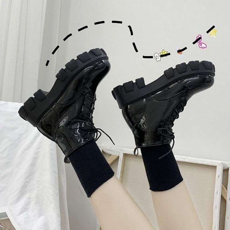 Giày boot martin cổ cao đế bánh xe ulzzang