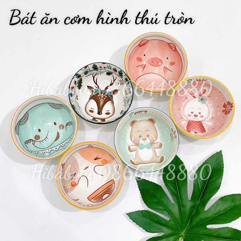 Chén bát sứ hình thú dễ thương size lớn