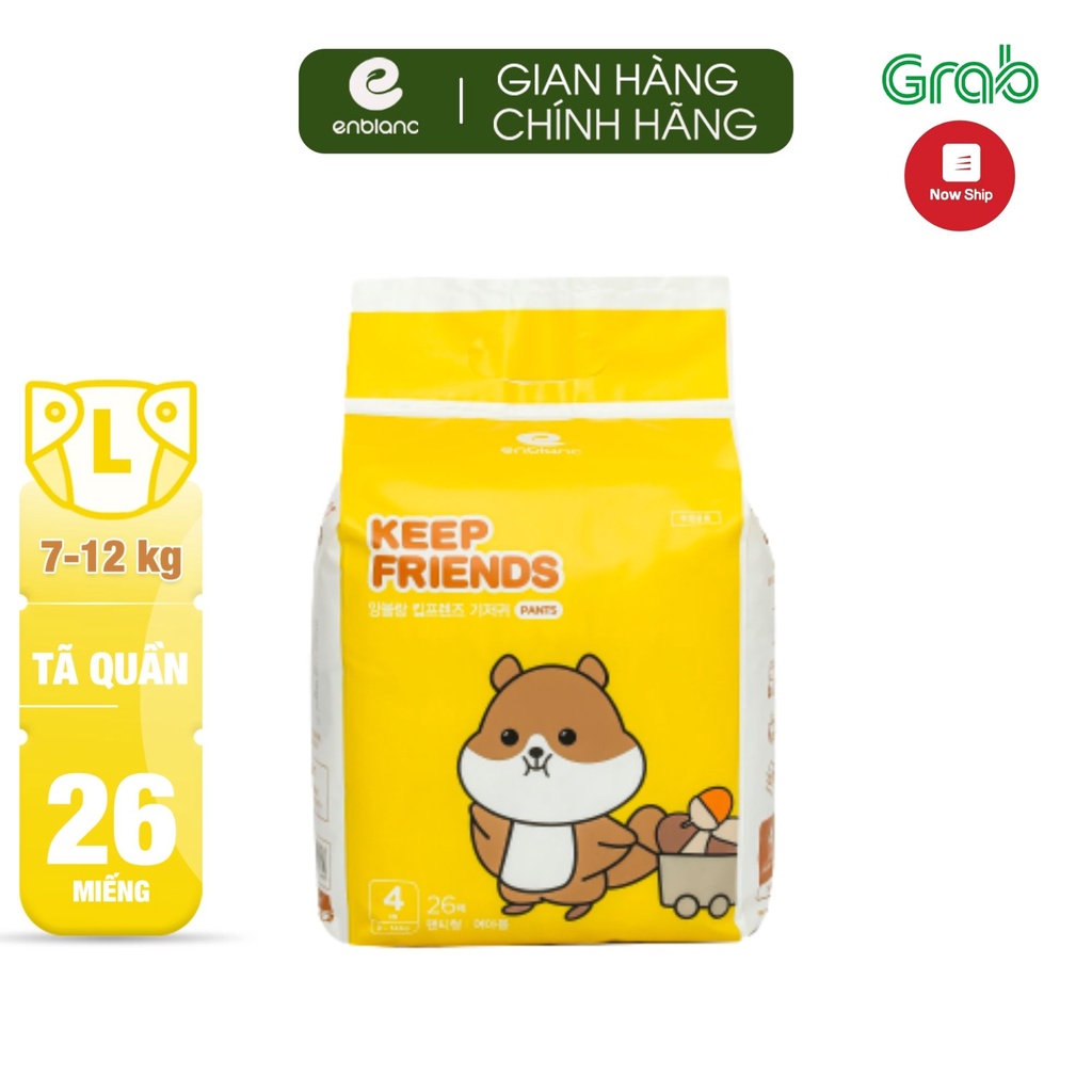 Tã bỉm quần Enblanc KEEP FRIENDS nội địa Hàn Quốc  Size L26 cho bé từ 7-12kg