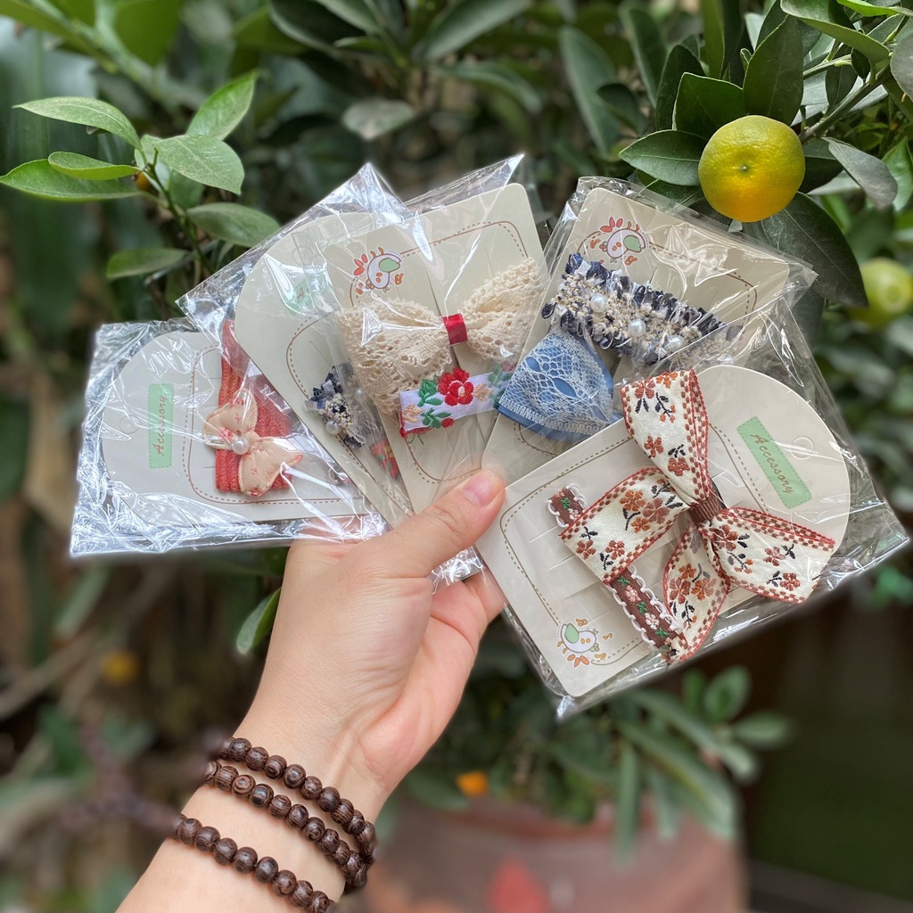 Set kẹp tóc bé gái dễ thương phong cách Hàn Quốc