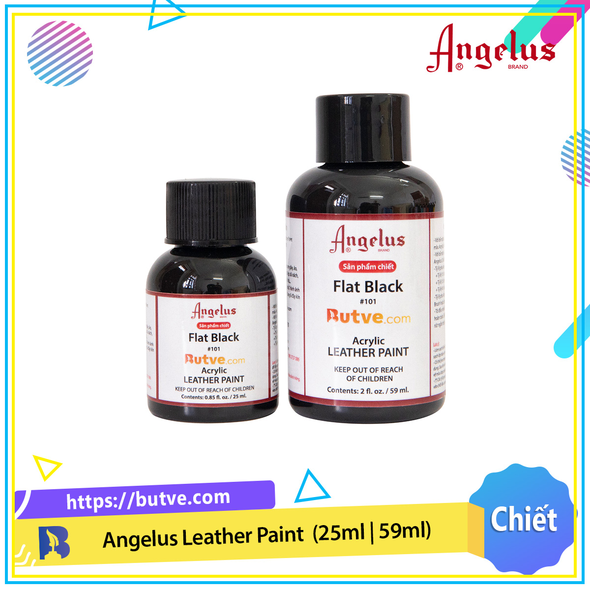 [HCM]Màu vẽ da chuyên dụng Angelus Leather Paint - Flat Black 101 (Chiết)