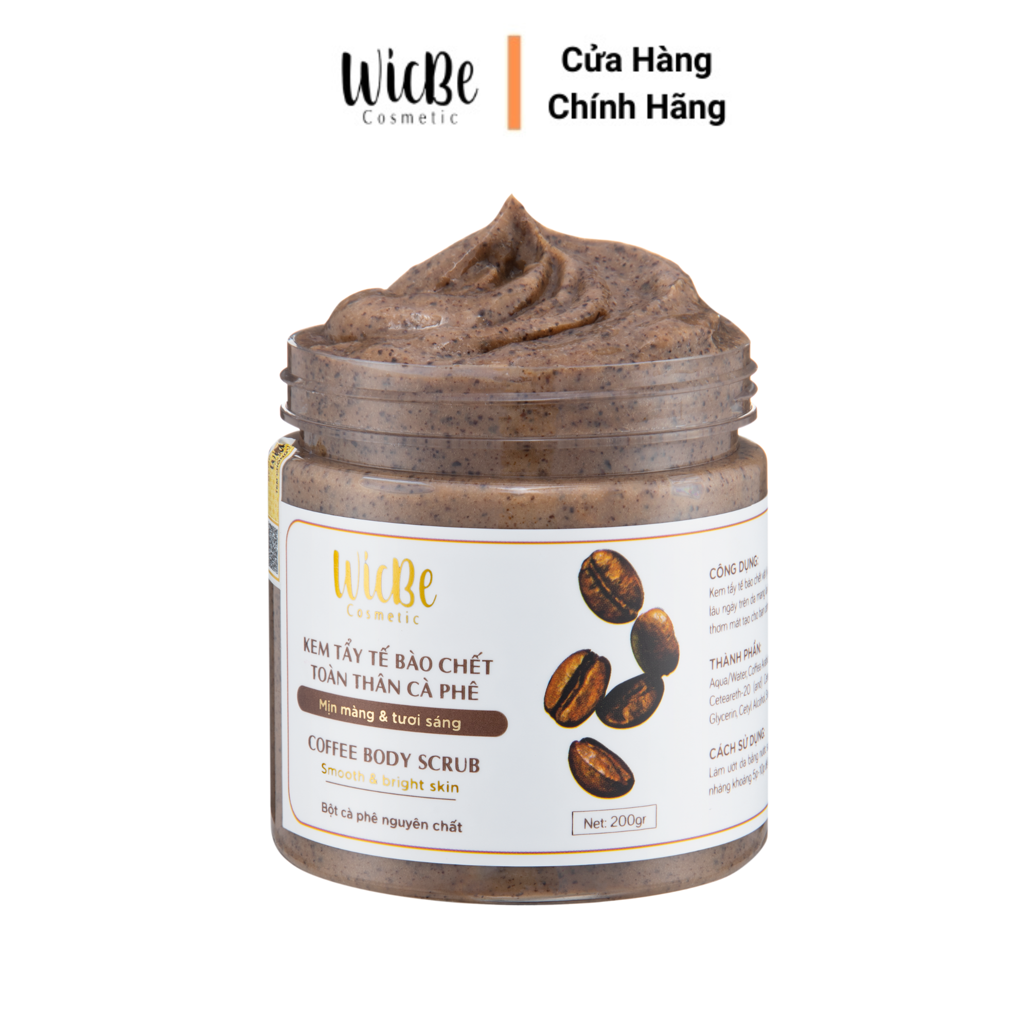 Kem tẩy tế bào chết body toàn thân cà phê Wicbe 200g - Gel làm sạch da chết body
