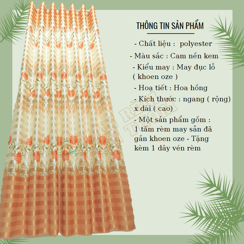 Rèm cản sáng hoa 1 mặt màu cam rộng 2.7m , 3.9m,3.3m