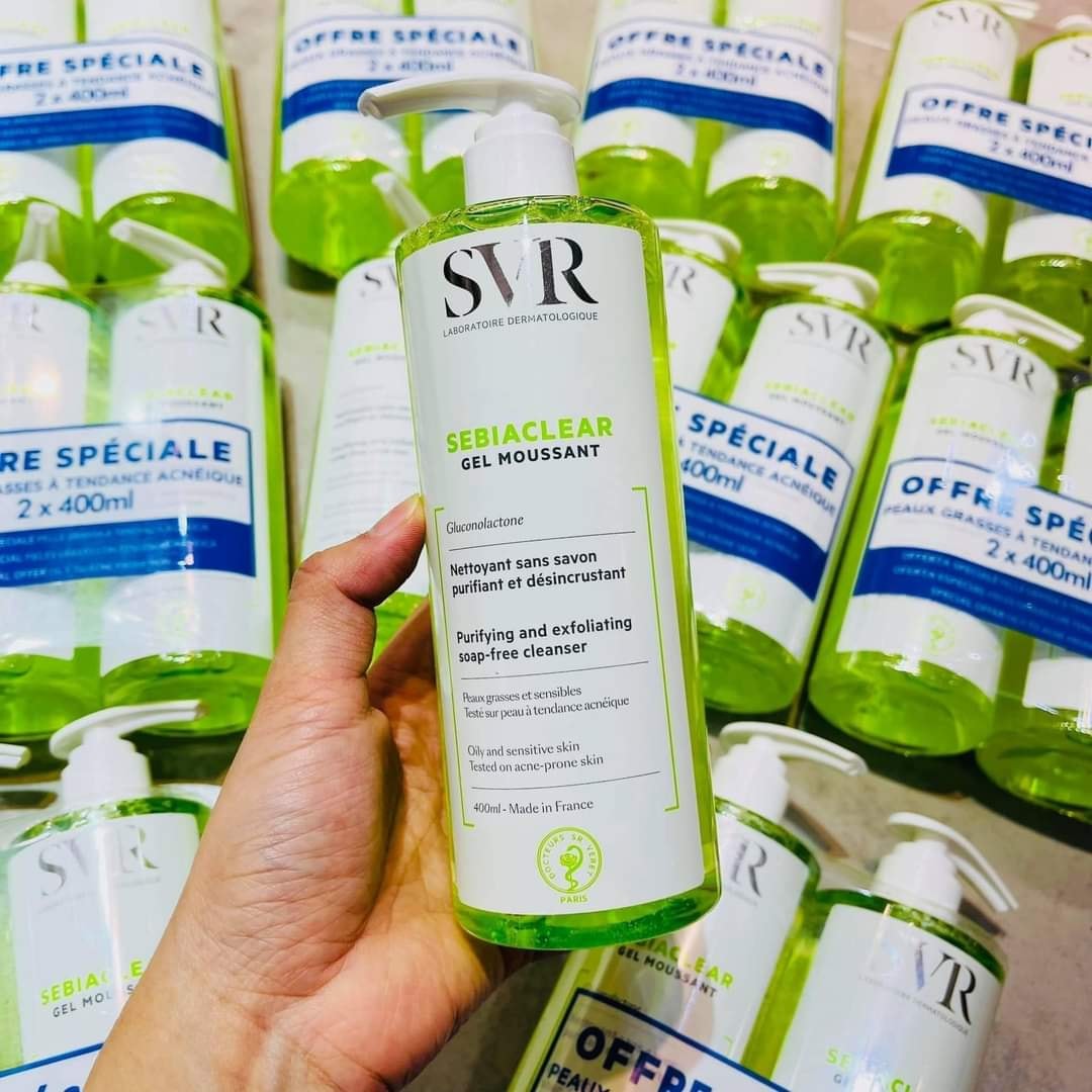 Gel Rửa Mặt SVR Không Chứa Xà Phòng Cho Da Dầu 400ml Sebiaclear Gel Moussant, sữa rửa mặt SVR xanh