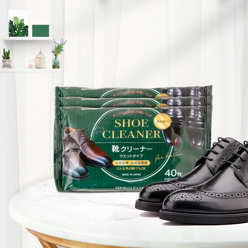 Set 40 giấy ướt thần kỳ làm sạch giày da, túi da Kyowa Nhật Bản