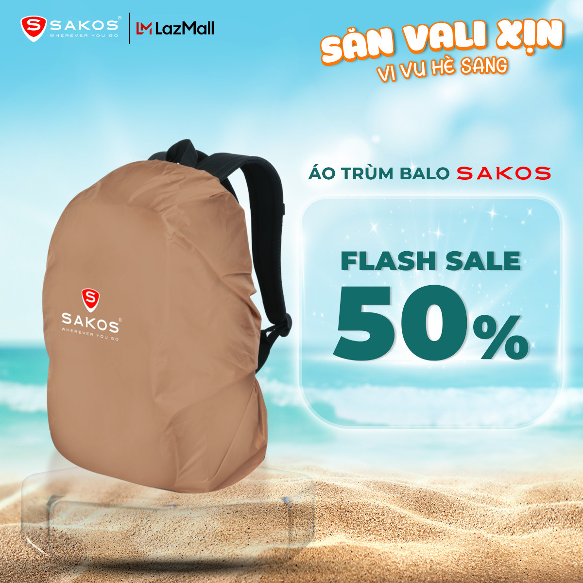Áo trùm balo Sakos - Chống nắng, chống thấm nước, chống bám bụi và chống vấy bẩn