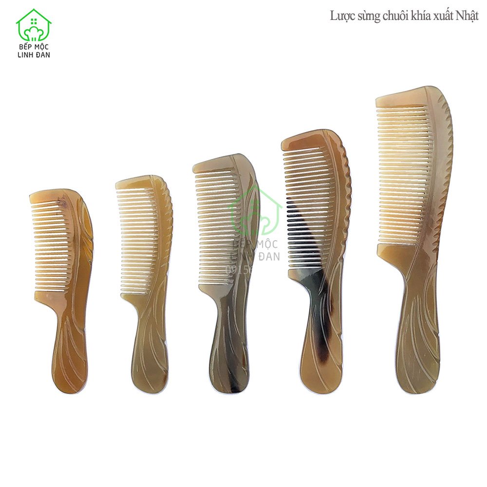 Lược sừng xuất Nhật chuôi khía cao cấp - Nhiều kích cỡ tiện dụng