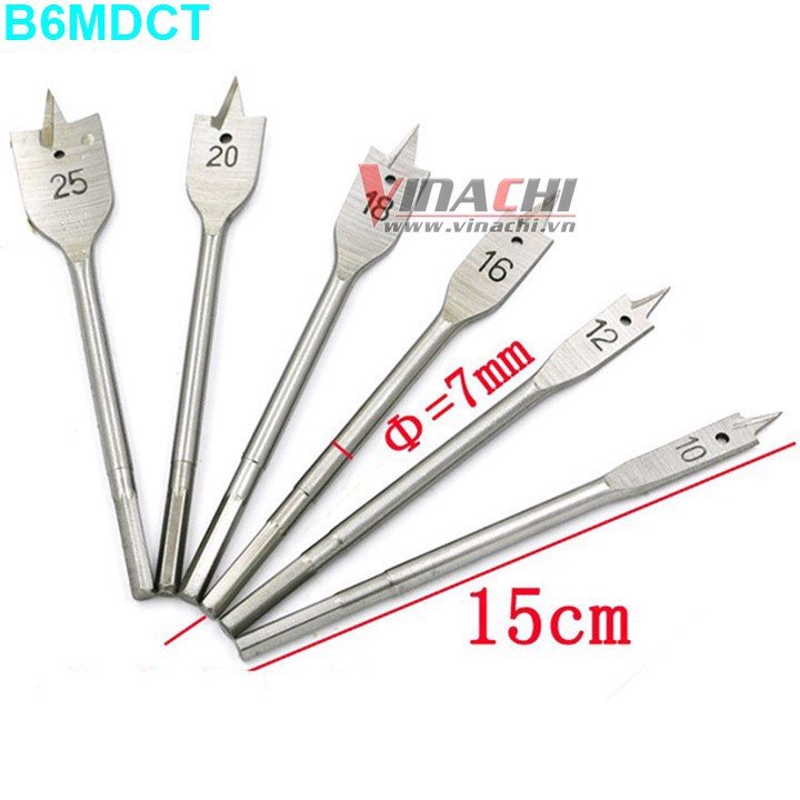 Bộ 6 mũi khoan khoét lỗ đuôi cá trắng B6MDCT