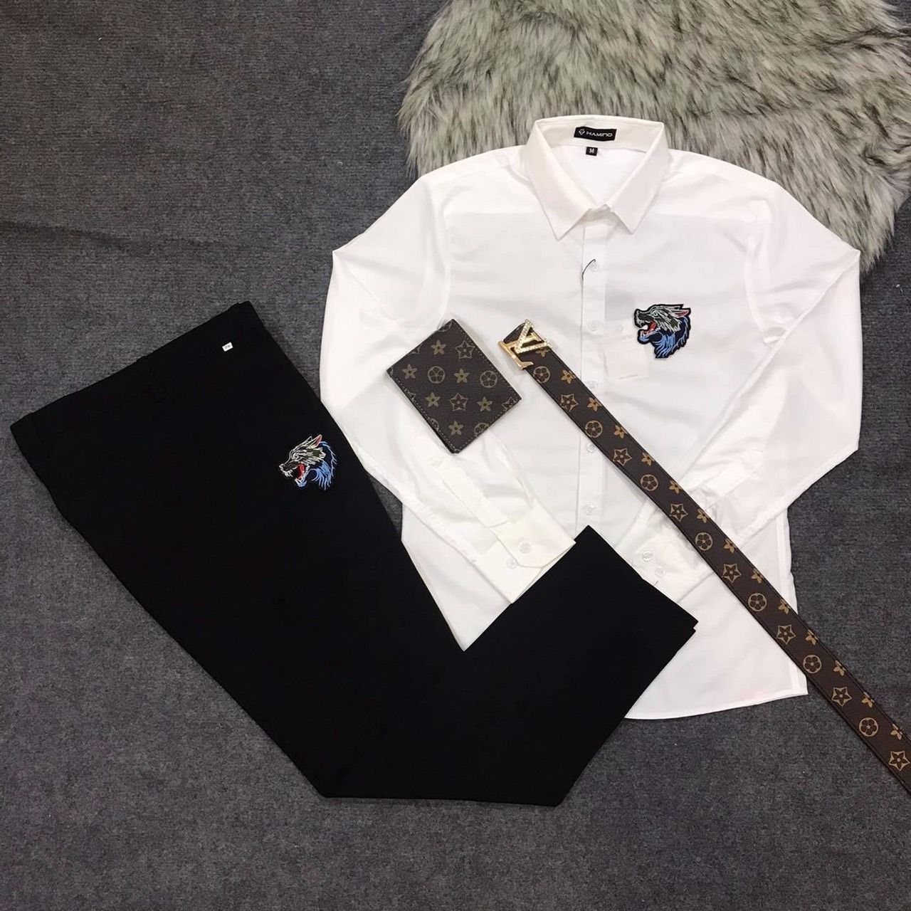 Bộ quần tây âu áo sơ mi thêu kenzo