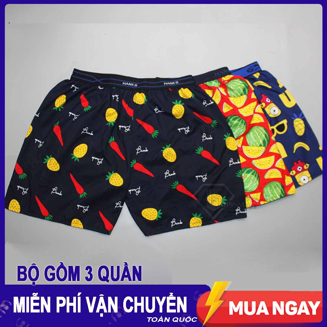 [HCM]COMBO 3 Quần Đùi Nam Lưng Xì - Quần Ngủ Nam - Mặc nhà - Mẫu Họa tiết BM02