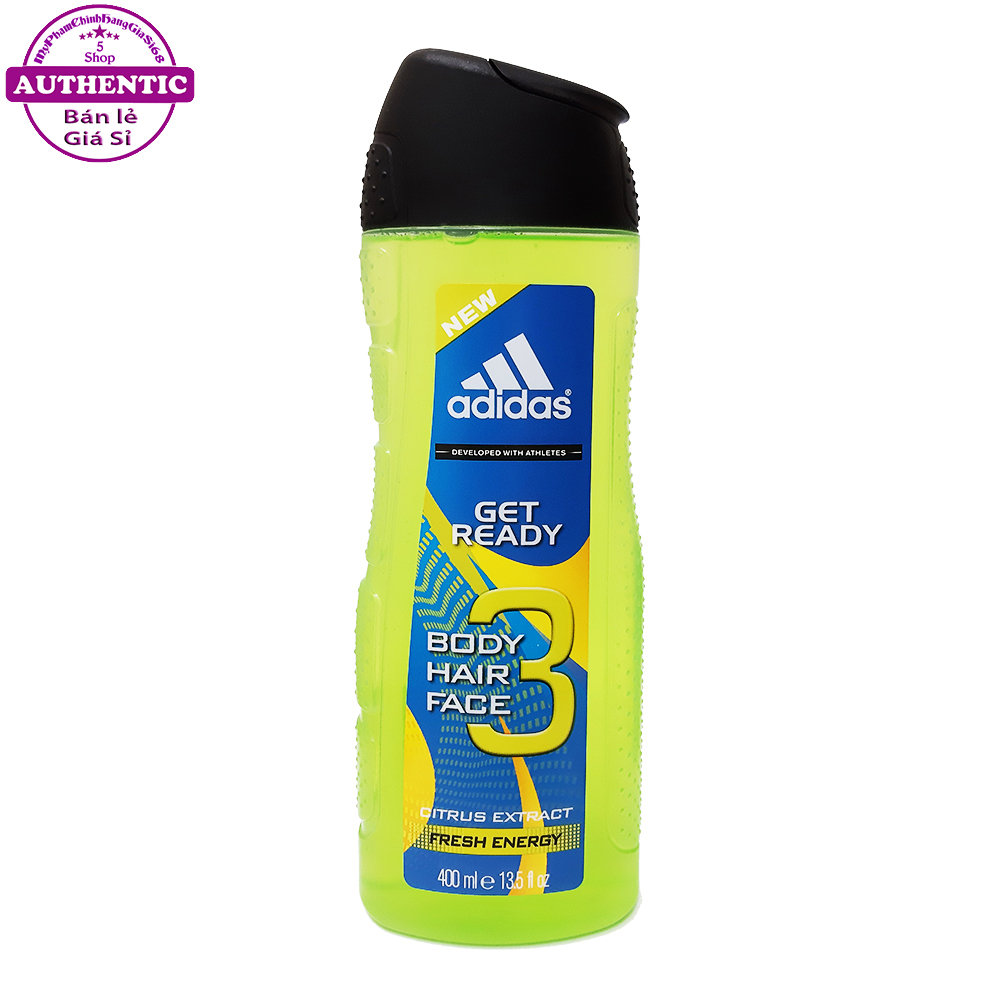Sữa tắm gội rửa mặt 3 trong 1 cho nam 400ml adidas 3 in 1 get ready