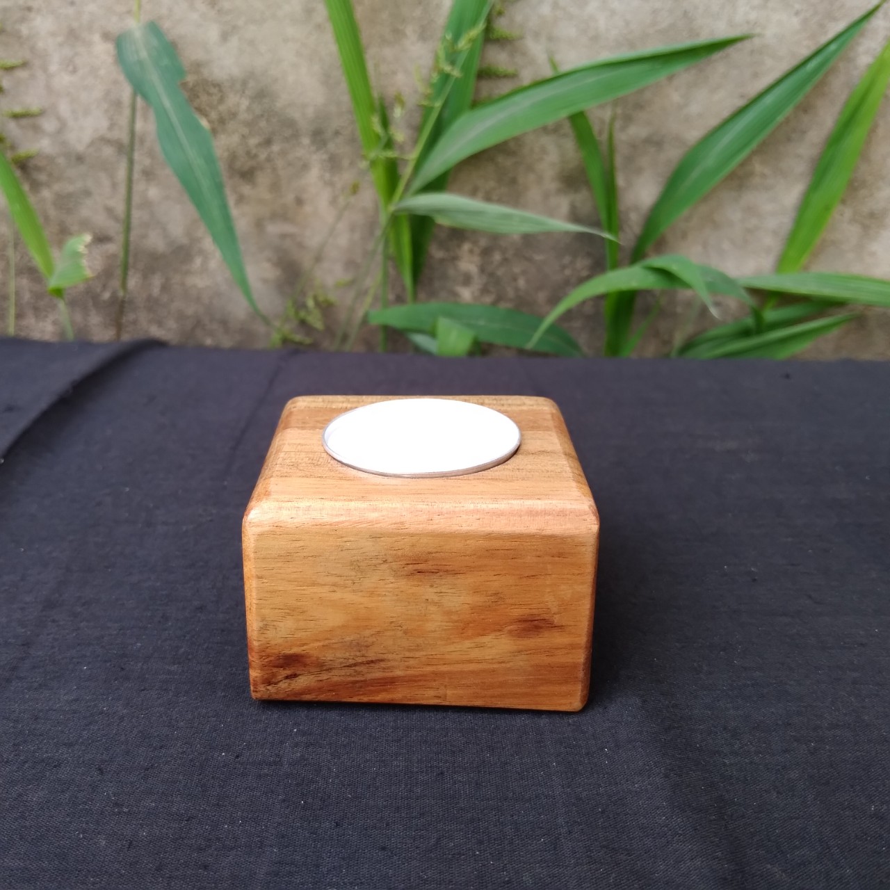 Chân đế gỗ để nến tealight vuông 60x60x40mm Greenhouse - Ngôi Nhà Xanh