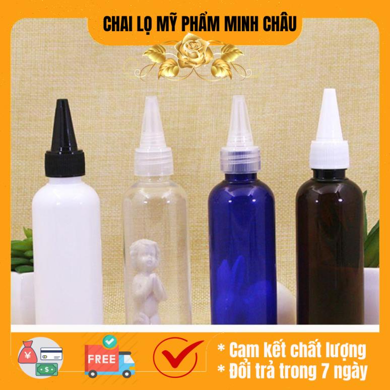 Chai nhựa pet nắp nhọn 100ml/50ml/30ml/20ml chiết mỹ phẩm, chiết mực