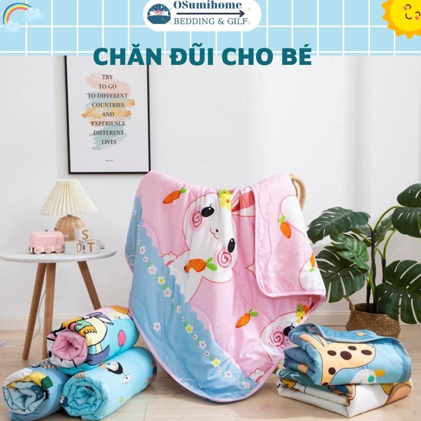 Chăn hè mền ngủ mát chất liệu cotton 2 mặt trần bông doreamon khủng long.. nhiều mẫu khác KT 110x150 mềm mịn cho béOSumihome