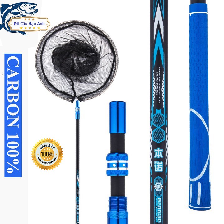 Vợt Cá Carbon Vành Tròn Có thể thu gọn chuyên dụng câu đài (cam kết đổi trả trong 2 tuần đầu)