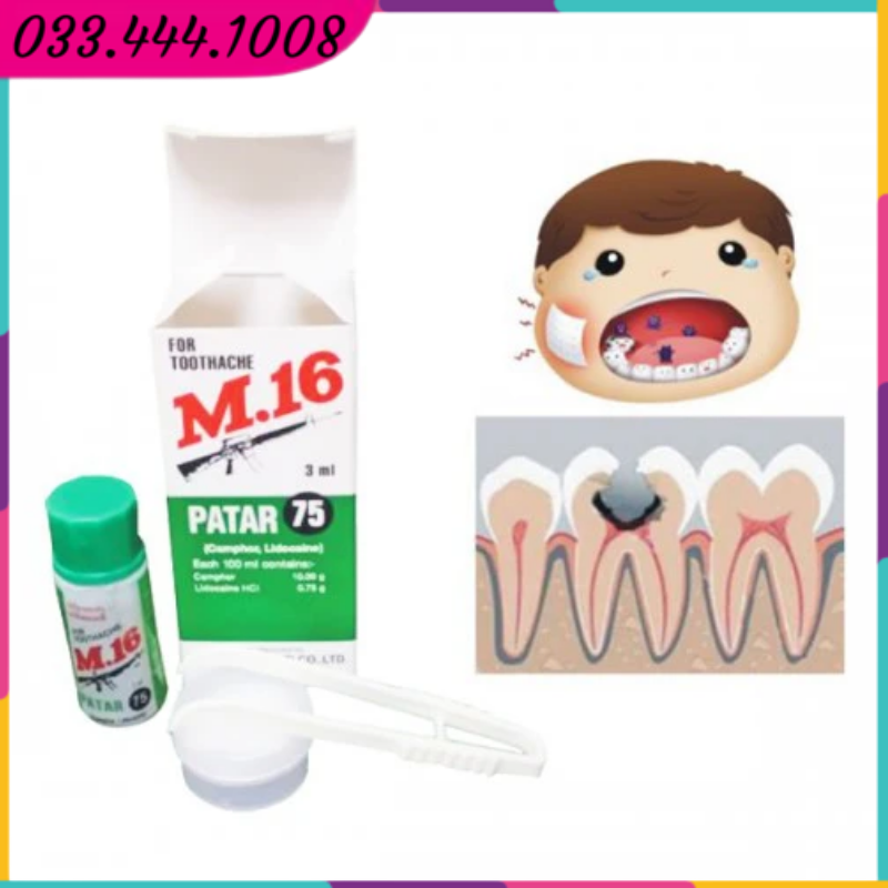 Dầu bôi giảm đau răng patar m16 thái lan 3ml - gò vấp