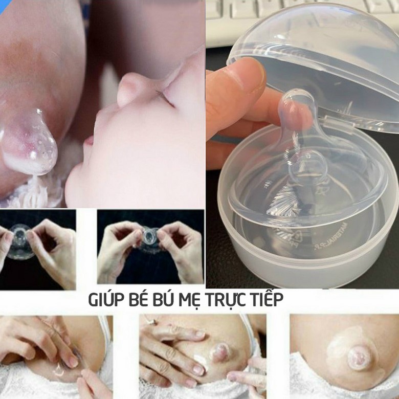 Trợ Ti Silicon hộp 2 núm hỗ trợ mẹ và bé