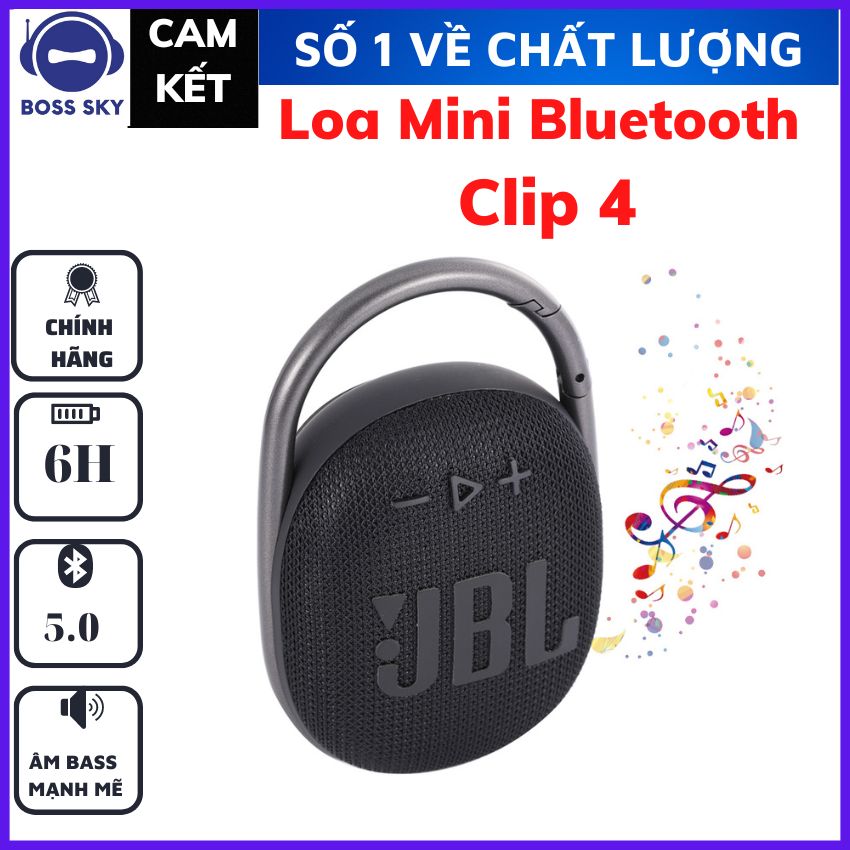 [SIÊU BASS ] Loa Bluetooth JBL Clip 4 Hàng Cao Cấp HF15 BOSS SKY, Bass Mạnh, Kháng Nước và Bụi IP67, Móc Treo Đa Năng,Kiểu Dáng Di Động, Chất Chơi, Bluetooth 5.1
