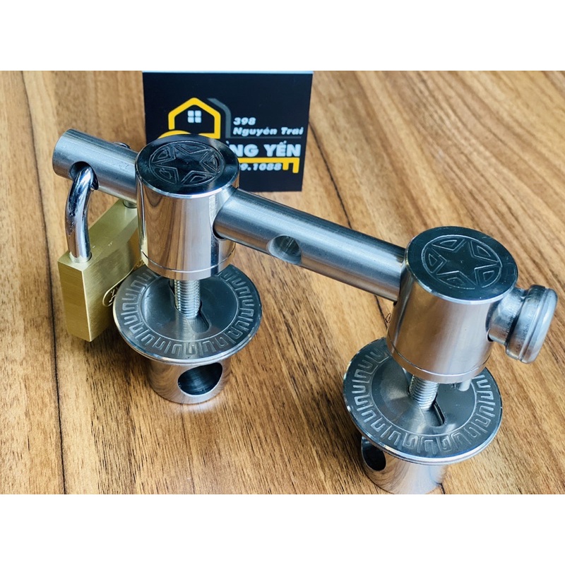 Bộ truỳ cửa, đấm chuỳ cửa inox 304, Then cài cửa, chùy inox - hoạ tiết ngôi sao
