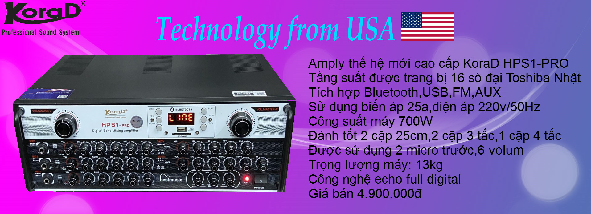 Amply liền vang CORAD HP-S1 PRO 16 SÒ CÔNG SUẤT CỰC MẠNH