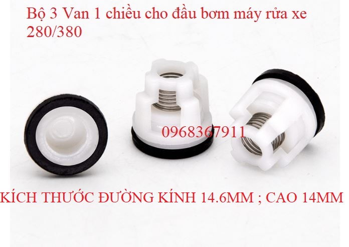Bộ 3 van 1 chiều cho đầu bơm máy rửa xe 280/380, bộ 3 lupe