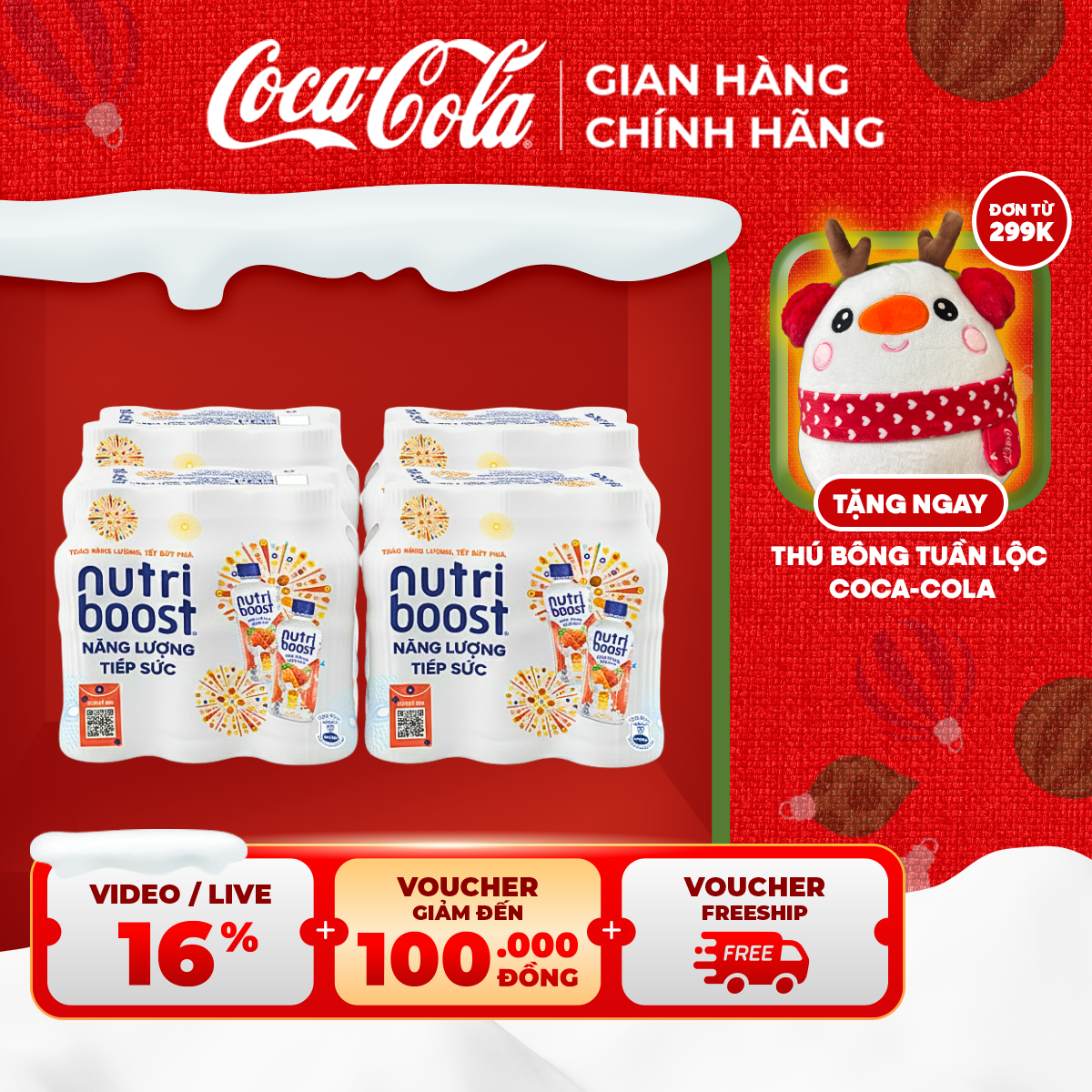  HOẢ TỐC HCM  Lốc 24 Chai Thực phẩm bổ sung Nước uống sữa trái cây Nutriboost hương cam 297ml Chai Sale 15.12 Coca-Cola Chính Hãng_LD 