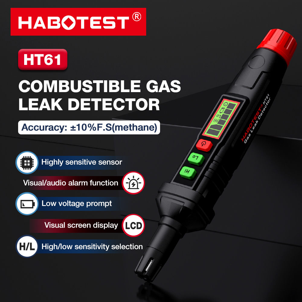 HABOTEST HT61 Mini Gas Leak Detector Combustible Gas Detector With Audible Alarm For All Types Of Flammable Gases Methane Natural Gas Tester