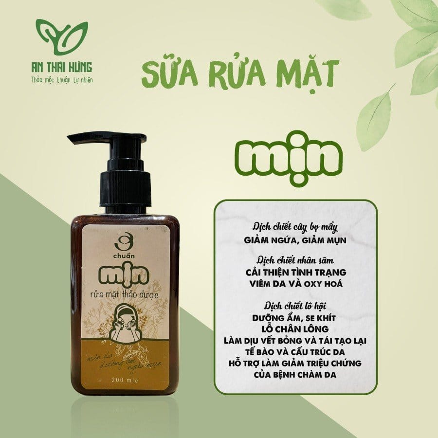 MỊN- Sữa rửa mặt thảo dược AN THÁI HƯNG giúp da sáng mịn, giữ ẩm cho da ngăn ngừa mụn