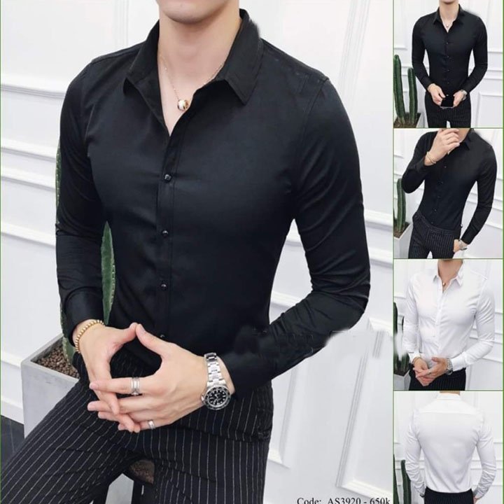 Áo sơ mi nam thời trang - áo sơ mi nam form ôm dáng - áo sơ mi trắng