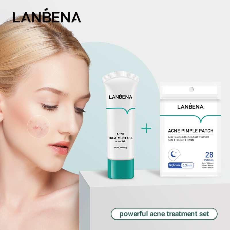 LANBENA Bộ gel và miếng dán trị mụn trứng cá phục hồi chăm sóc da 20g - INTL
