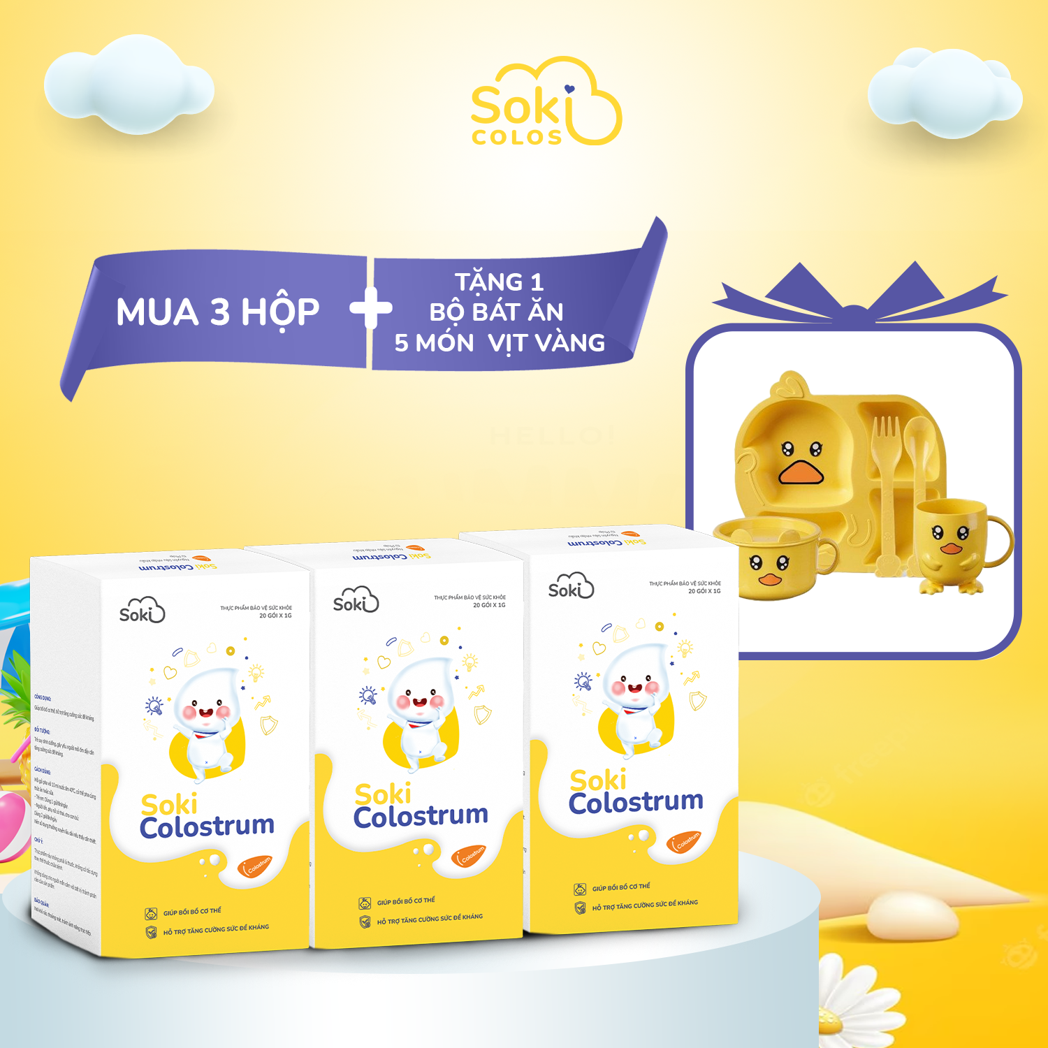 COMBO 3 HỘP SOKI COLOSTRUM - TĂNG ĐỀ KHÁNG