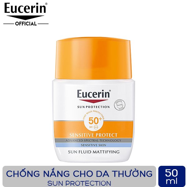 Kem chống nắng Eucerin Sun Fluid Mattifying SPF 50+ cho da thướng và da hỗn hợp