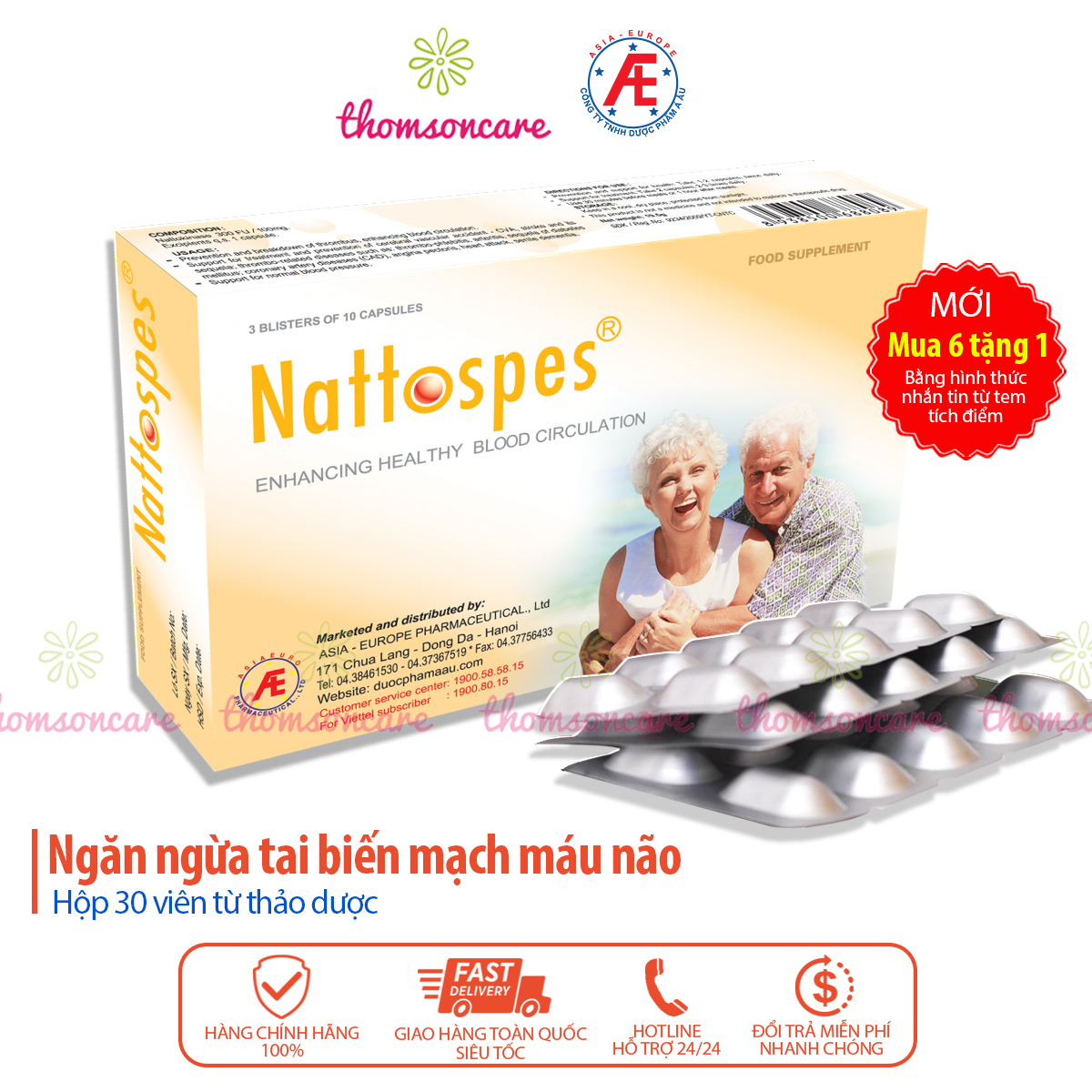 Nattospes Hỗ trợ hoạt huyết dưỡng não, tăng cường tuần hoàn não viên nang bổ não