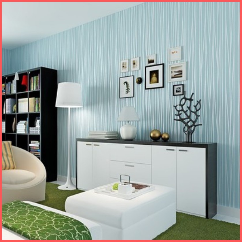 Cuộn 5 mét giấy dán tường vân chỉ xanh có keo sẵn khổ rộng 45cm, giấy dán tường vân sọc, giấy dán tường màu xanh trơn, giấy dán tường màu xanh dương, giấy dán tường sọc xanh, giấy decal dán tường màu xanh dương nhạt