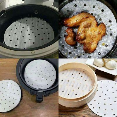 SET 100 tờ giấy nến đục lỗ dùng cho nồi chiên không dầu, đồ dùng gia đình, giấy thấm dầu - Giấy nến tròn đục lỗ set 100 tờ 23cm dùng lót xửng hấp, nồi chiên không dầu, hấp bánh bao - Giấy Nến Nướng Hấp Bánh